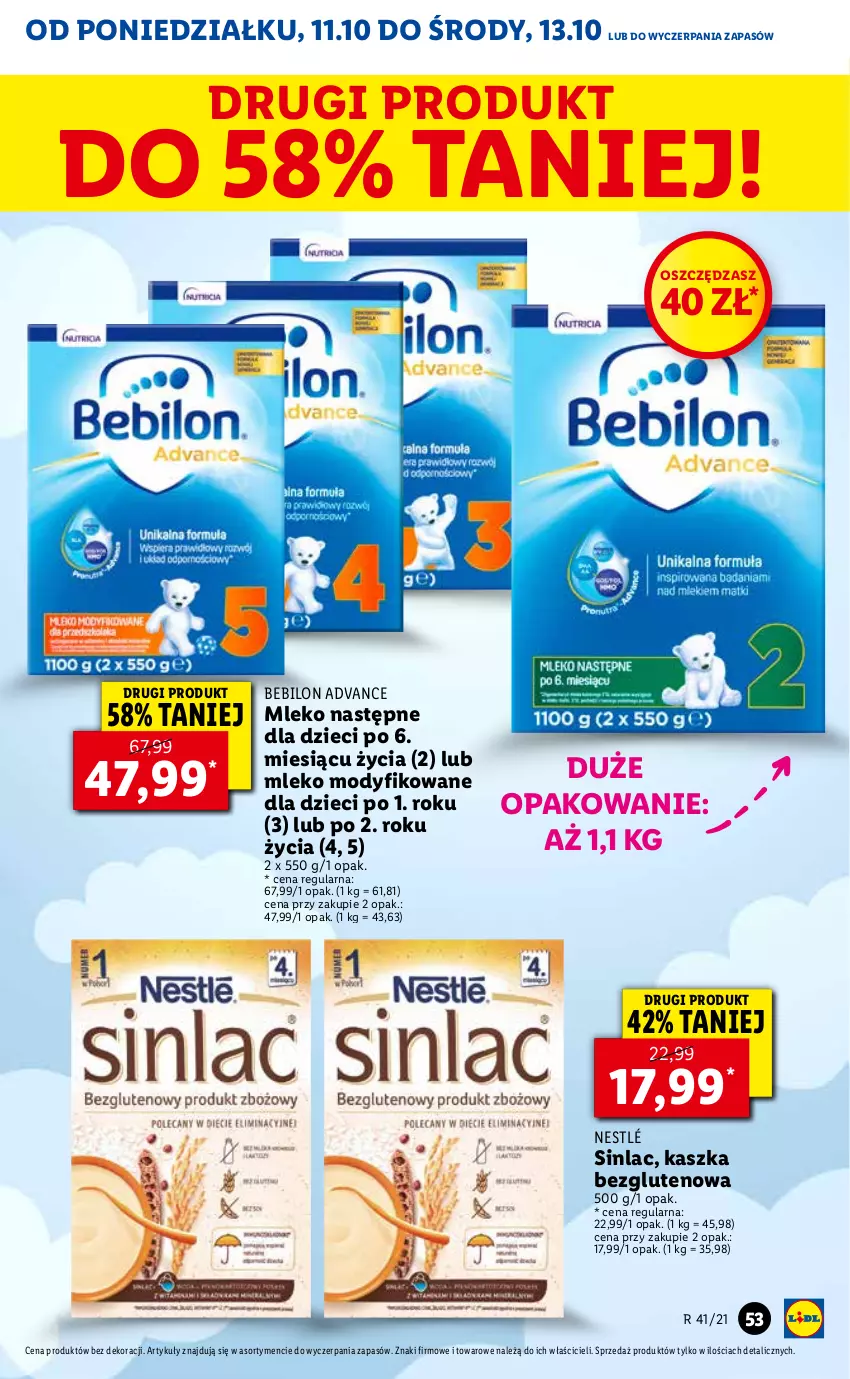 Gazetka promocyjna Lidl - GAZETKA - ważna 11.10 do 13.10.2021 - strona 53 - produkty: Dzieci, Mleko, Mleko modyfikowane, Nestlé, O nas, Sinlac