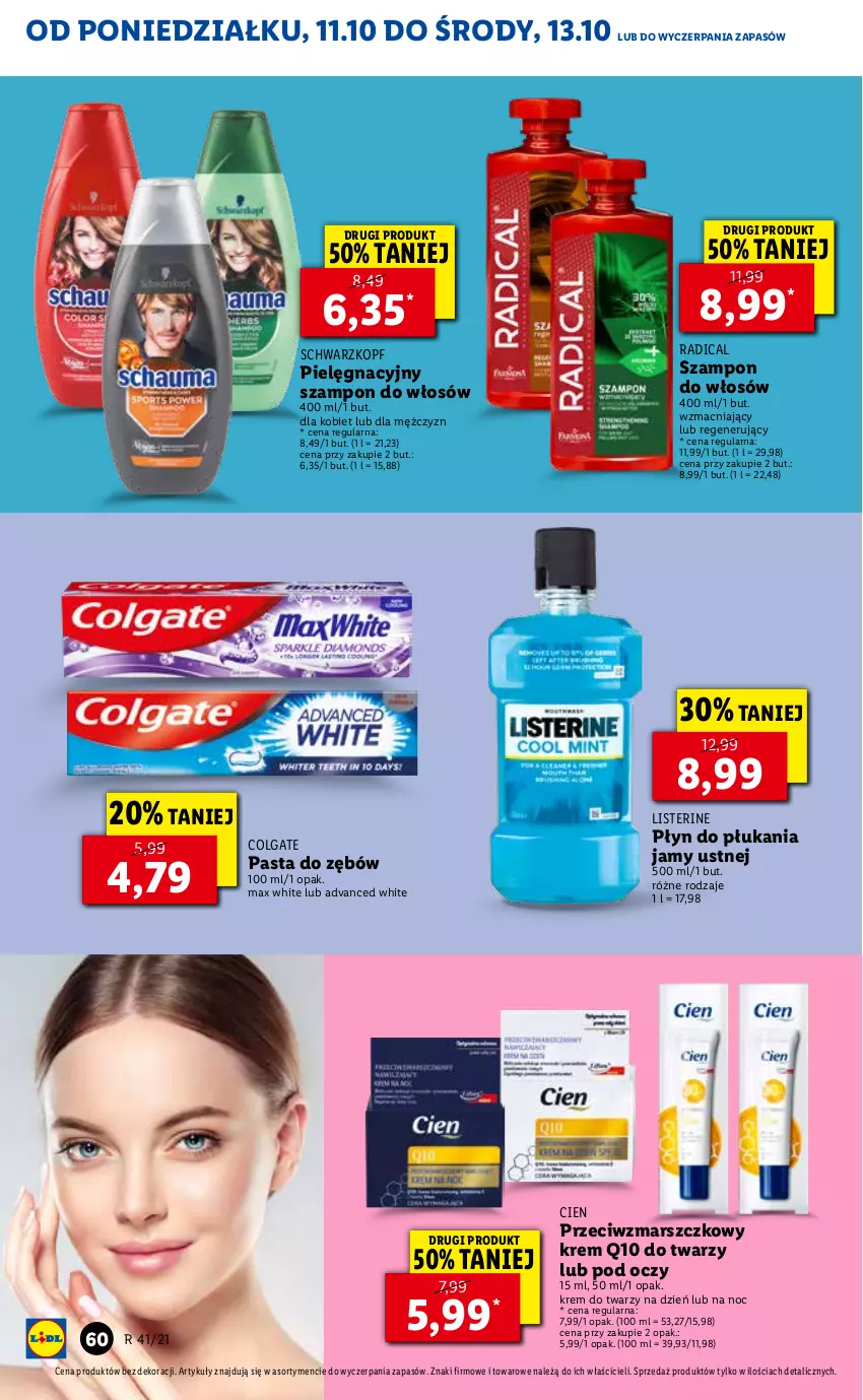 Gazetka promocyjna Lidl - GAZETKA - ważna 11.10 do 13.10.2021 - strona 60 - produkty: Colgate, Krem do twarzy, LG, Listerine, Mars, Pasta do zębów, Płyn do płukania, Płyn do płukania jamy ustnej, Schwarzkopf, Szampon