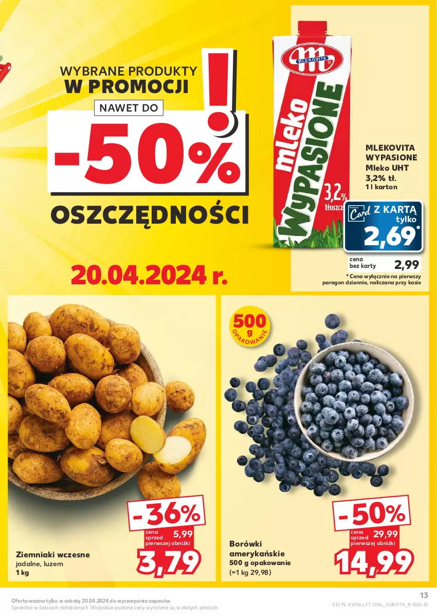 Gazetka promocyjna Kaufland - Gazetka tygodnia - ważna 18.04 do 24.04.2024 - strona 13 - produkty: Mleko, Mlekovita, Ziemniaki