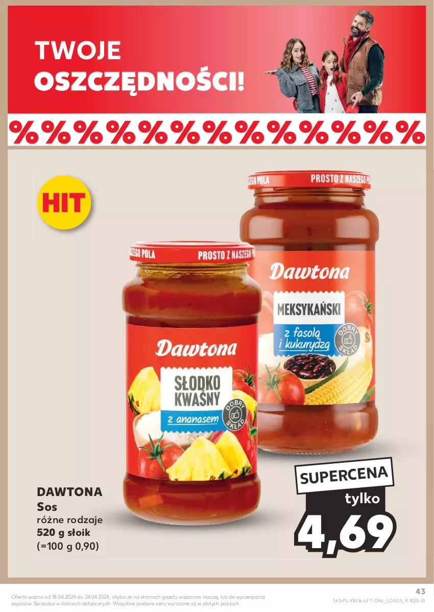 Gazetka promocyjna Kaufland - Gazetka tygodnia - ważna 18.04 do 24.04.2024 - strona 43 - produkty: Dawtona, Sos