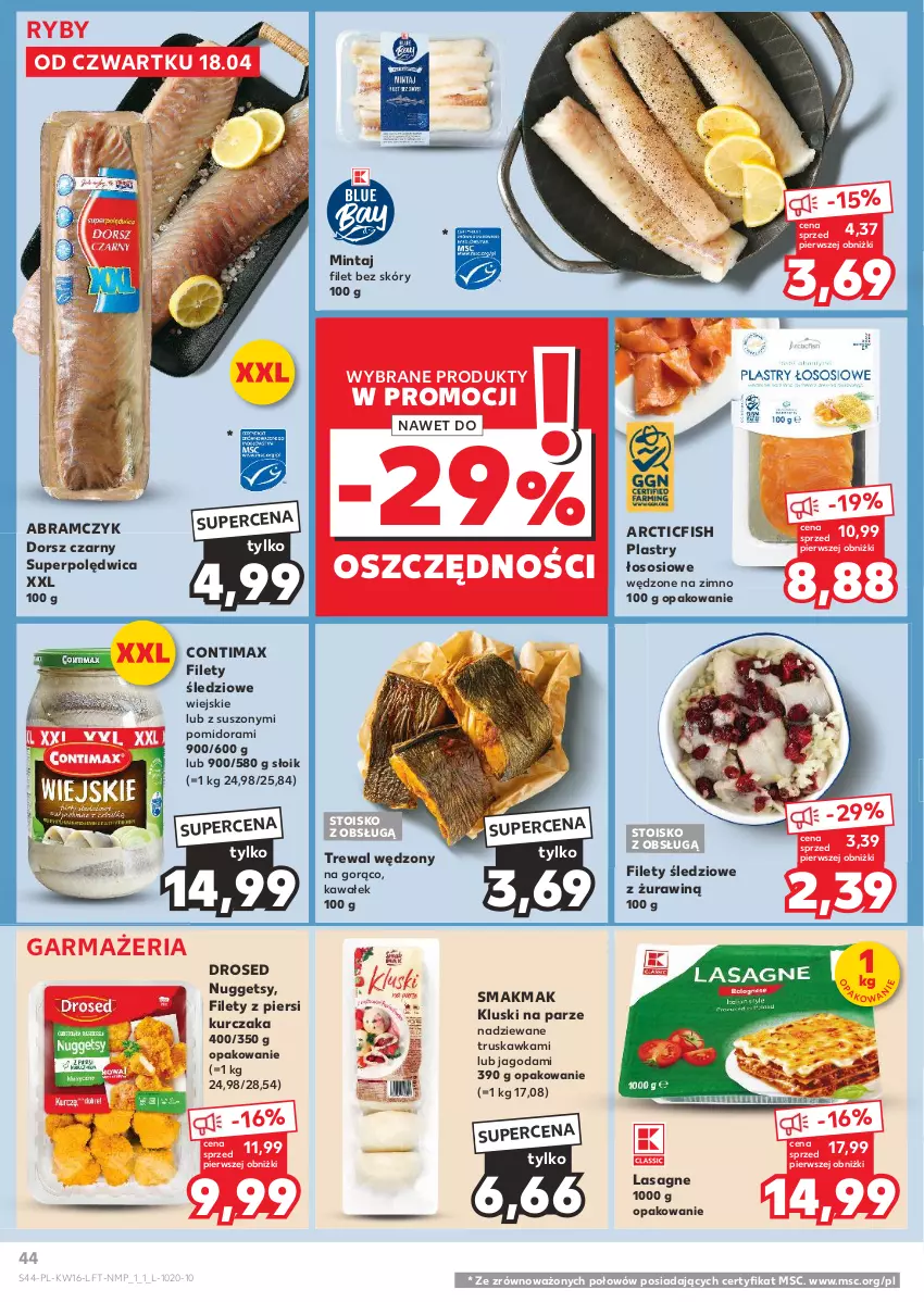 Gazetka promocyjna Kaufland - Gazetka tygodnia - ważna 18.04 do 24.04.2024 - strona 44 - produkty: Dorsz, Kawa, Kluski na parze, Kurczak, Lasagne, Mintaj, Polędwica, Sos, Wałek