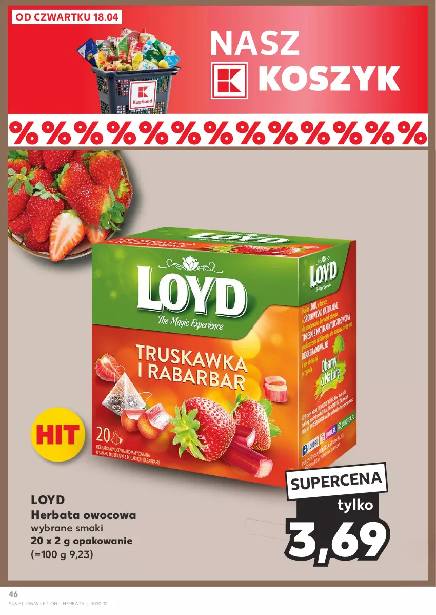 Gazetka promocyjna Kaufland - Gazetka tygodnia - ważna 18.04 do 24.04.2024 - strona 46 - produkty: Herbata, Herbata owocowa, Kosz, Loyd