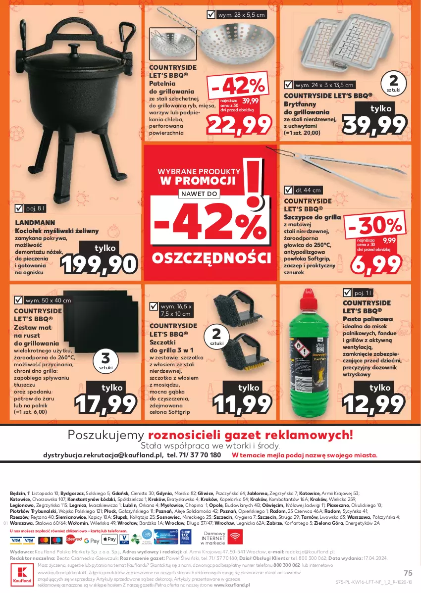 Gazetka promocyjna Kaufland - Gazetka tygodnia - ważna 18.04 do 24.04.2024 - strona 75 - produkty: Chleb, Dozownik, Dres, Fa, Fondue, Gra, Grill, Koc, Orka, Patelnia, Piec, Pokrywa, Por, Sos, Szczotka, Szczypce, Sznurek, Telefon, Top