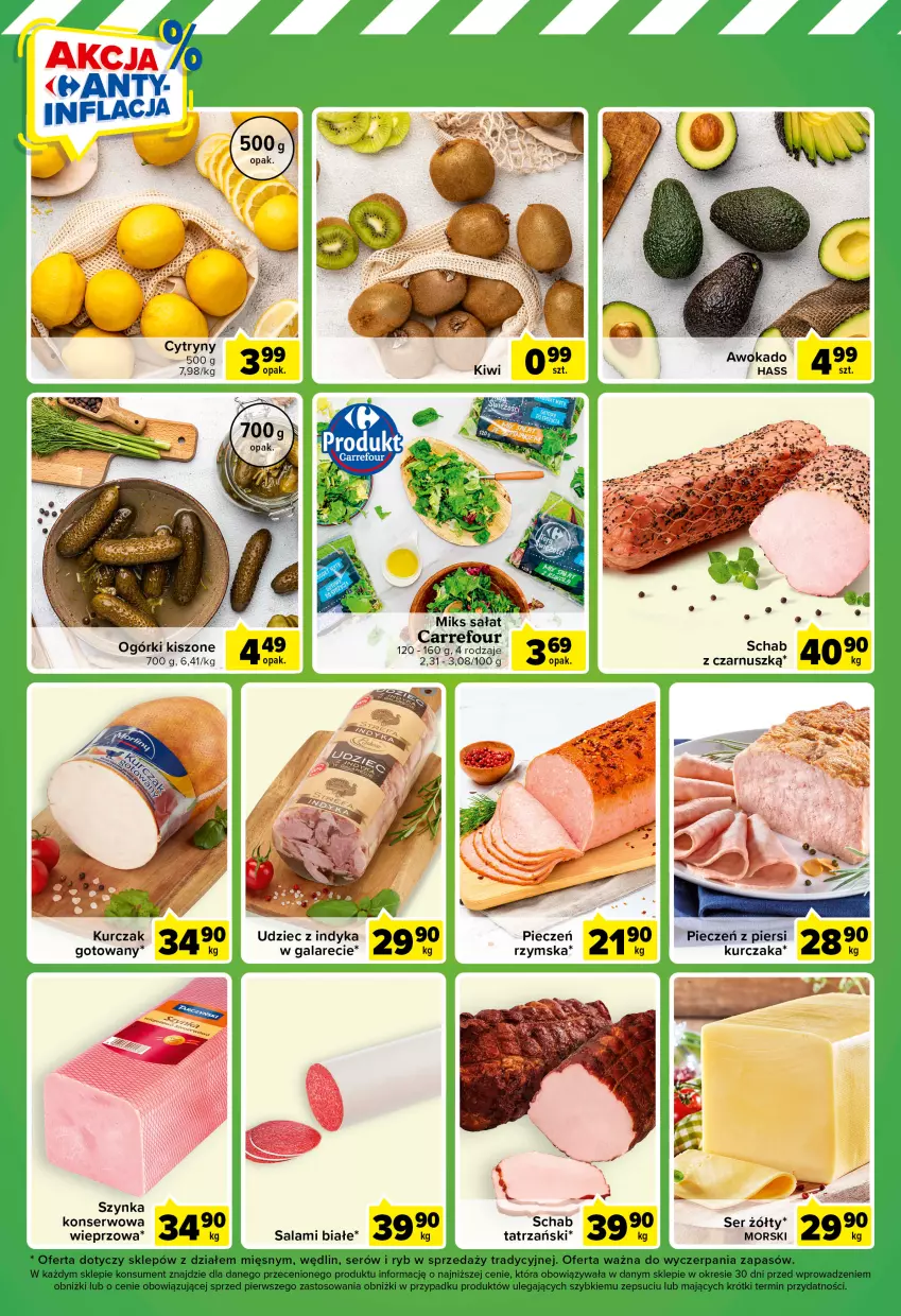 Gazetka promocyjna Carrefour - Gazetka Express - ważna 24.01 do 30.01.2023 - strona 5 - produkty: Cytryny, Gala, Kurczak, Piec, Salami, Ser, Szynka, Udziec z indyka