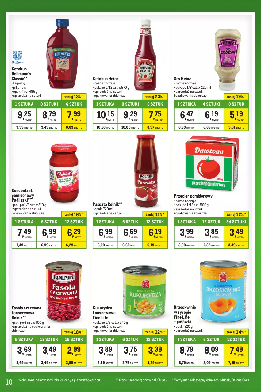 Gazetka promocyjna Makro - Kupujesz więcej płacisz mniej - ważna 27.12.2023 do 22.01.2024 - strona 10 - produkty: Brzoskwinie, Fa, Fasola, Heinz, Hellmann’s, Ketchup, Koncentrat pomidorowy, Kukurydza, Kukurydza konserwowa, Pudliszki, Rolnik, Ser, Sos, Syrop