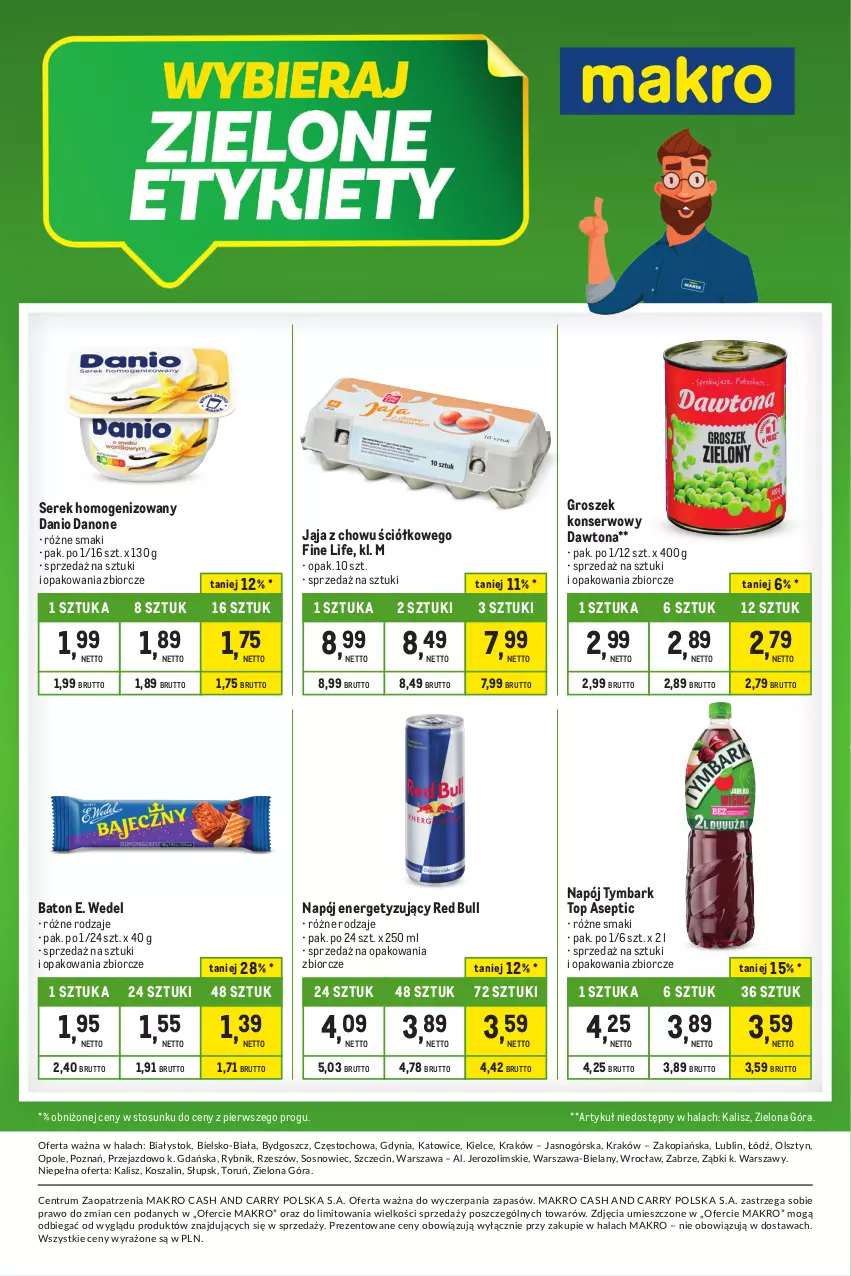 Gazetka promocyjna Makro - Kupujesz więcej płacisz mniej - ważna 27.12.2023 do 22.01.2024 - strona 22 - produkty: Baton, Danio, Danone, Dawtona, E. Wedel, Groszek, Jaja, Kosz, Napój, Red Bull, Rum, Ser, Serek, Serek homogenizowany, Sos, Szal, Top, Tymbark