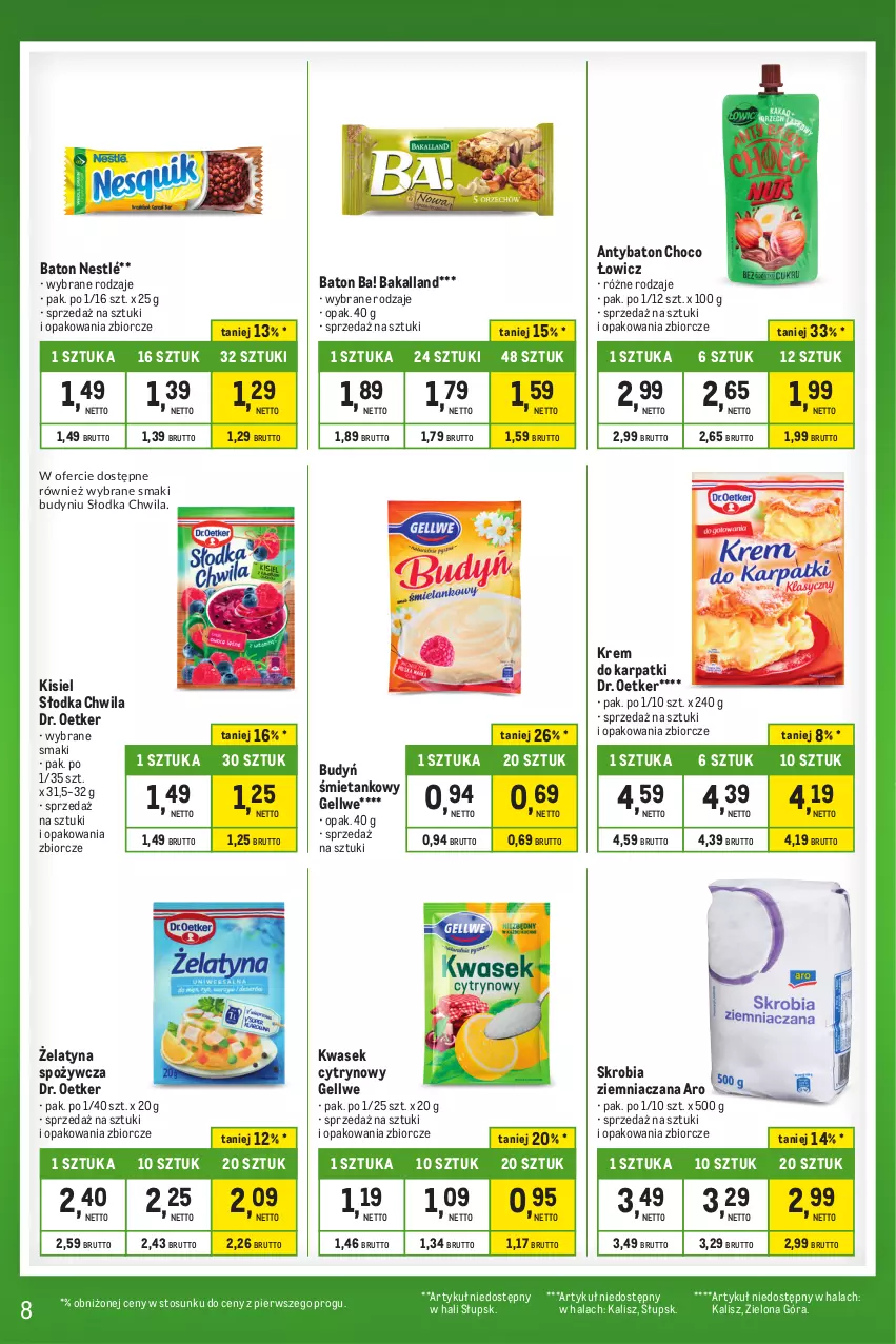 Gazetka promocyjna Makro - Kupujesz więcej płacisz mniej - ważna 27.12.2023 do 22.01.2024 - strona 8 - produkty: Ba!, Bakalland, Baton, Budyń, Dr. Oetker, Karp, Kisiel, Krem do karpatki, Nestlé, Skrobia ziemniaczana, Słodka Chwila