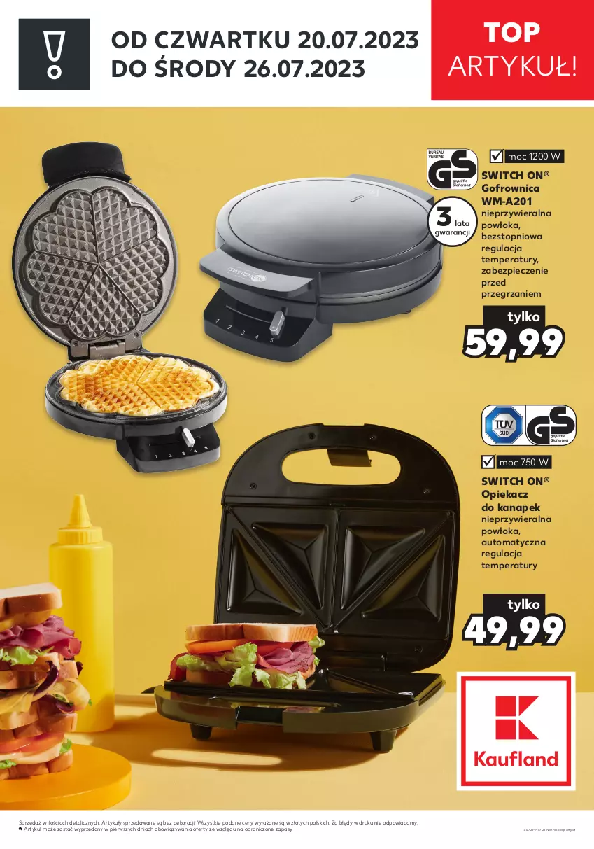 Gazetka promocyjna Kaufland - Zapowiedź oferty - ważna 13.07 do 19.07.2023 - strona 1 - produkty: Gofrownica, Gra, Opiekacz do kanapek, Piec, Top