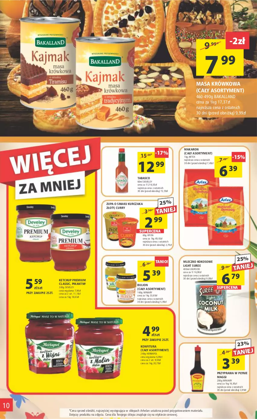 Gazetka promocyjna Arhelan - Gazetka - ważna 24.03 do 02.04.2023 - strona 10 - produkty: Bakalland, Bulion, Herbapol, Ketchup, Kokos, Konfitura, Kurczak, Lion, Maggi, Makaron, Masa krówkowa, Mleczko, Przyprawa w płynie, Winiary, Zupa