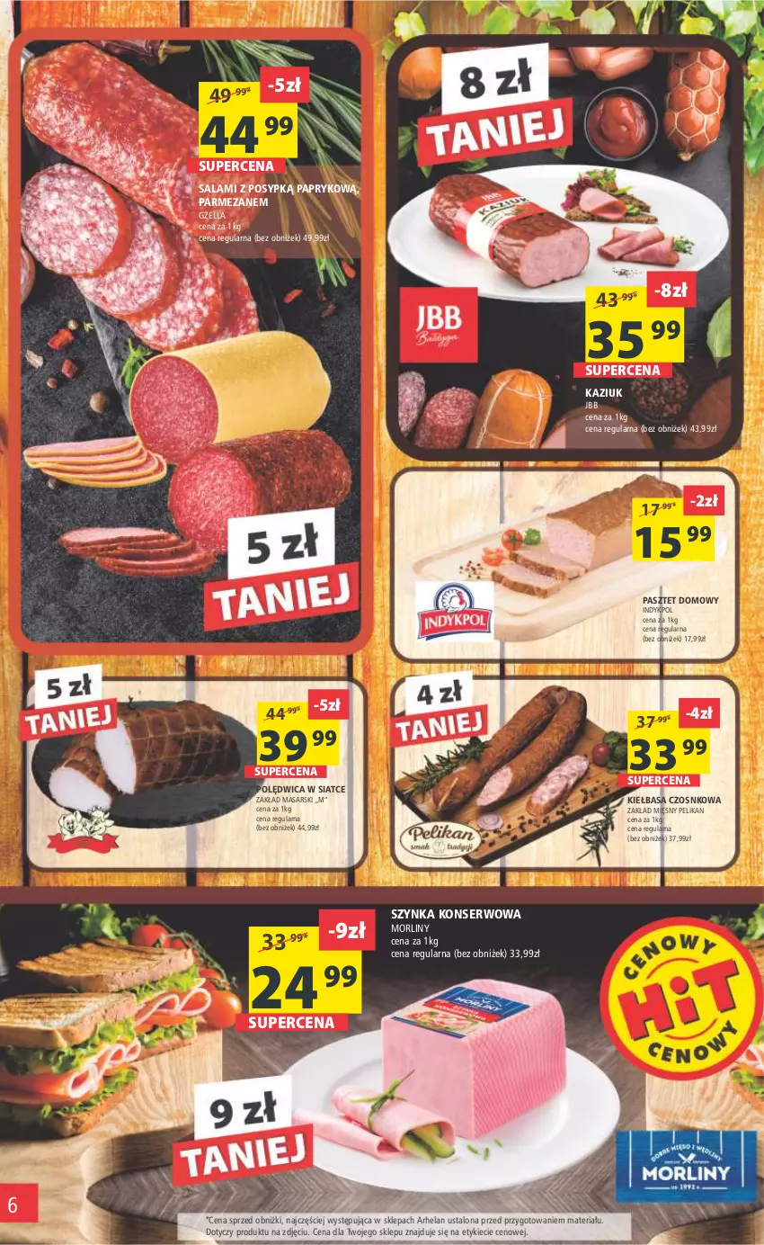 Gazetka promocyjna Arhelan - Gazetka - ważna 24.03 do 02.04.2023 - strona 6 - produkty: Kiełbasa, Morliny, Parmezan, Pasztet, Polędwica, Salami, Ser, Szynka, Szynka konserwowa