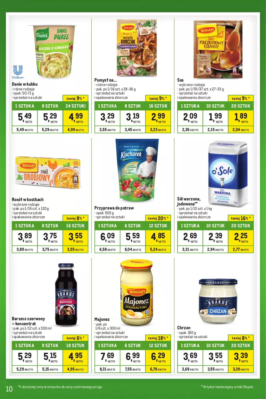 Gazetka promocyjna Makro - Kupujesz więcej płacisz mniej - ważna 31.10 do 27.11.2023 - strona 10 - produkty: Chrzan, Majonez, Przyprawa do potraw, Rosół, Sól, Sos