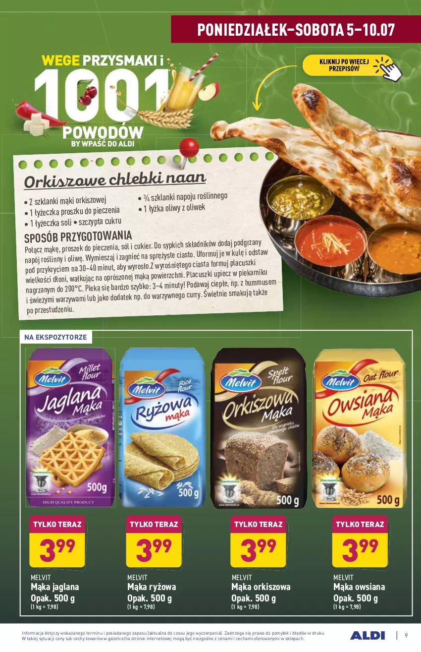 Gazetka promocyjna Aldi - WEGE PRZYSMAKI - ważna 05.07 do 10.07.2021 - strona 9 - produkty: Chleb, Cukier, Hummus, LANA, Lanki, Mąka, Melvit, Mus, Napój, Napój roślinny, Nuty, Piec, Piekarnik, Proszek do pieczenia, Przysmaki, Ryż, Sól, Tera, Warzywa