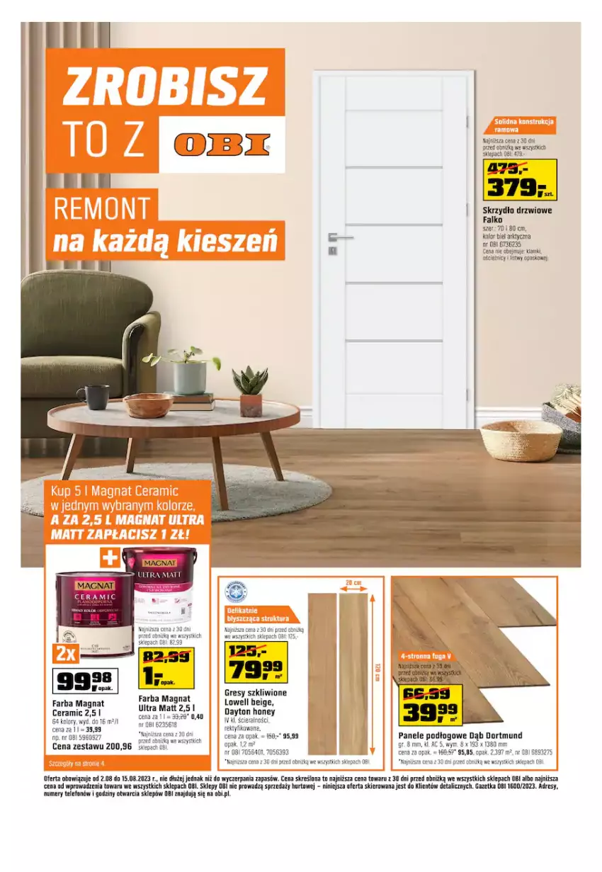 Gazetka promocyjna Obi - Gazetka OBI - ważna 02.08 do 15.08.2023 - strona 1 - produkty: Dres, Fa, Gres