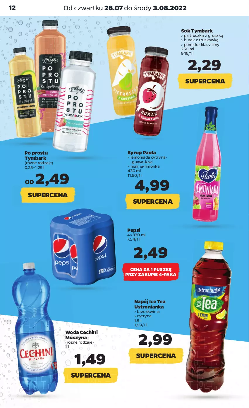 Gazetka promocyjna Netto - Artykuły spożywcze - ważna 28.07 do 03.08.2022 - strona 12 - produkty: Ice tea, Kiwi, Lemoniada, Limonka, Mus, Napój, Paola, Pepsi, Pietruszka, Sok, Syrop, Szyna, Tymbark, Woda