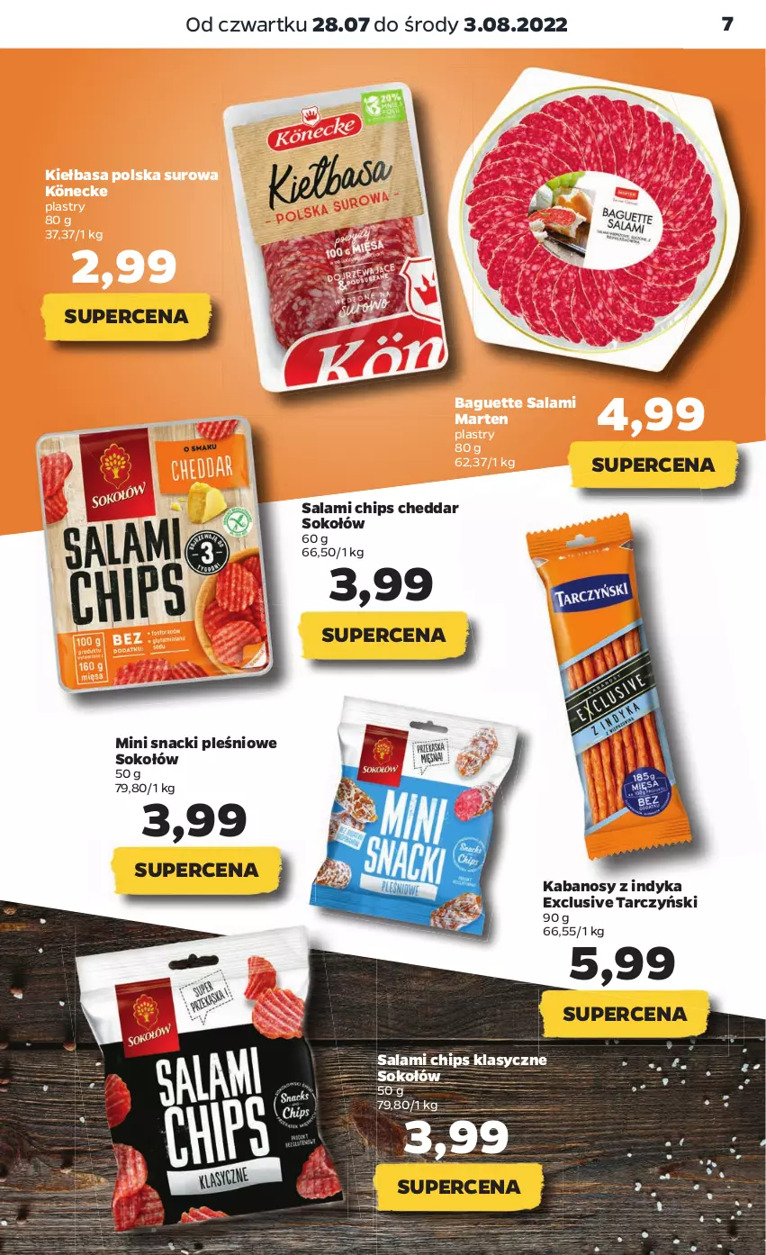 Gazetka promocyjna Netto - Artykuły spożywcze - ważna 28.07 do 03.08.2022 - strona 7 - produkty: Cheddar, Kabanos, Kiełbasa, Salami, Sok, Sokołów, Tarczyński