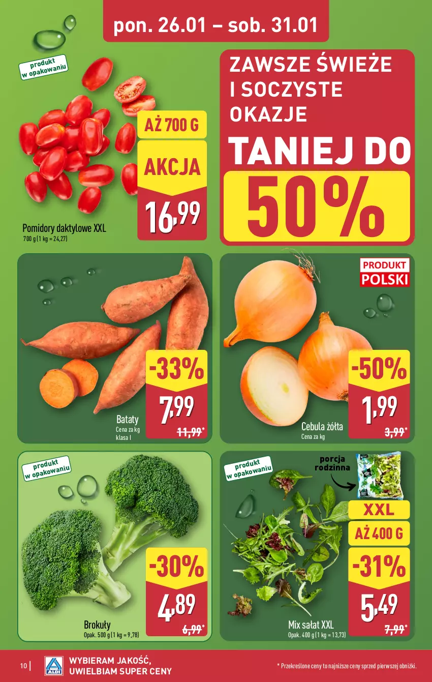 Gazetka promocyjna Aldi - Oferta weekendowa - ważna 29.01 do 31.01.2026 - strona 10 - produkty: Brokuły, Cebula, Pomidory, Por, Sałat