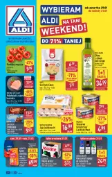 Gazetka promocyjna Aldi - Oferta weekendowa - Gazetka - ważna od 31.01 do 31.01.2026 - strona 1 - produkty: Kurczak, Rycki Edam, Konserwa turystyczna, Krakus, Ser, Gin, Gra, Kawa ziarnista, Bell, Jaja, Mięsne specjały, Kawa, Czekolada, Edam, Lavazza, Oliwa z oliwek, Bella, Masło, Pomidory