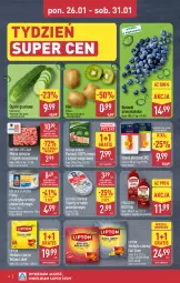 Gazetka promocyjna Aldi - Oferta weekendowa - Gazetka - ważna od 31.01 do 31.01.2026 - strona 4 - produkty: Piec, Ketchup, Earl Grey, Mięso mielone, Mięso mielone z łopatki wieprzowej, Sos, Por, Gra, Parówki, Mięsne specjały, Kiwi, Herbata czarna, Golden Seafood, Lipton, Tuńczyk, Pudliszki, Grunt, Herbata, Olej, Mięso