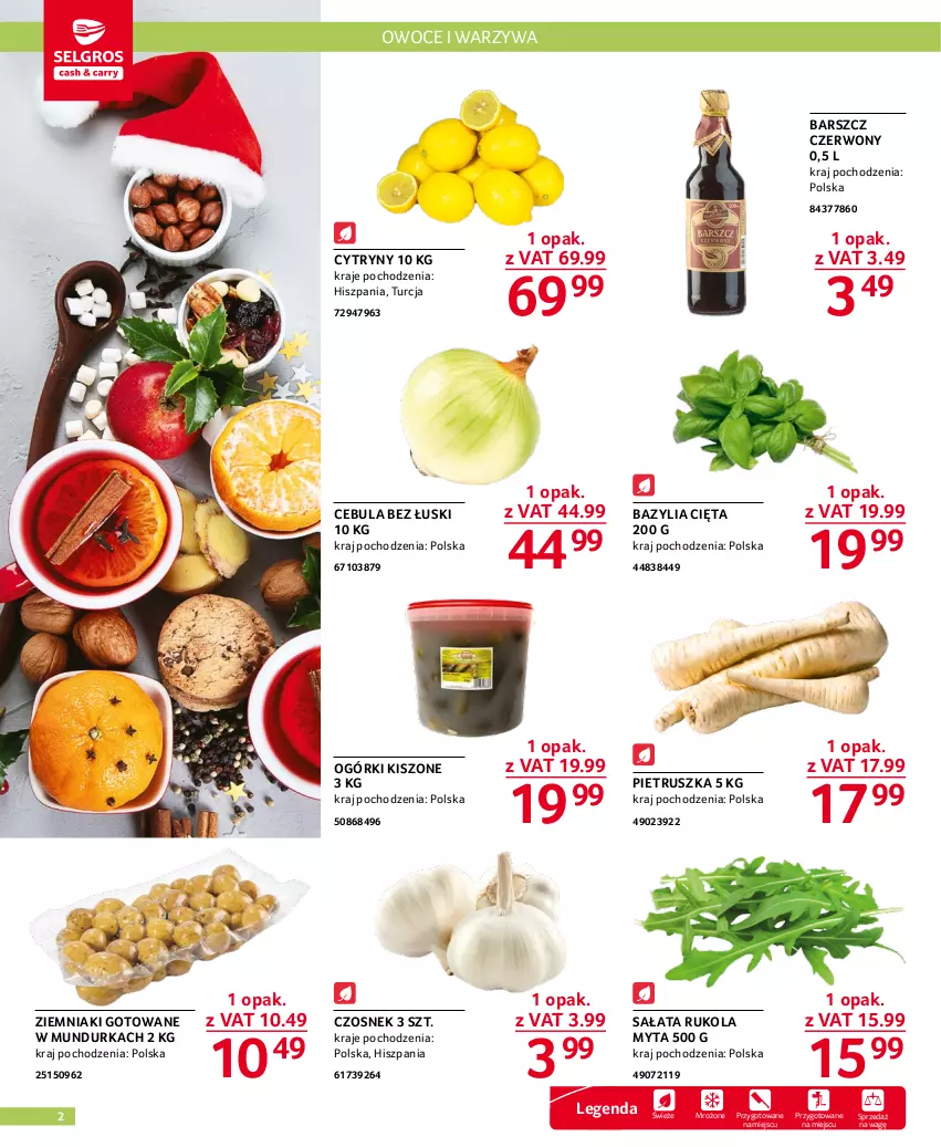 Gazetka promocyjna Selgros - Oferta gastronomiczna - ważna 01.12 do 14.12.2022 - strona 2 - produkty: Bazyl, Bazylia, Cebula, Cytryny, Czosnek, Owoce, Pietruszka, Rukola, Sałat, Warzywa, Ziemniaki