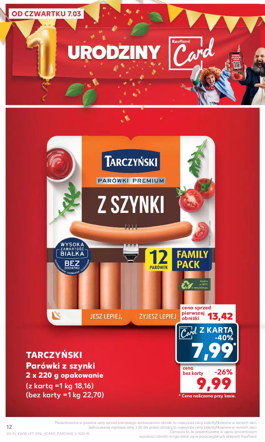 Gazetka promocyjna Kaufland - Gazetka tygodnia - ważna 07.03 do 13.03.2024 - strona 12 - produkty: Parówki, Parówki z szynki, Rama, Sok, Tarczyński