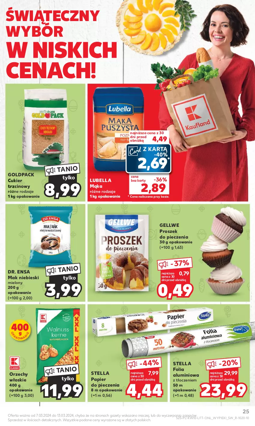 Gazetka promocyjna Kaufland - Gazetka tygodnia - ważna 07.03 do 13.03.2024 - strona 25 - produkty: Bell, Bella, Cukier, Cukier trzcinowy, Folia aluminiowa, Lubella, Mąka, Orzechy włoskie, Papier, Papier do pieczenia, Piec, Proszek do pieczenia