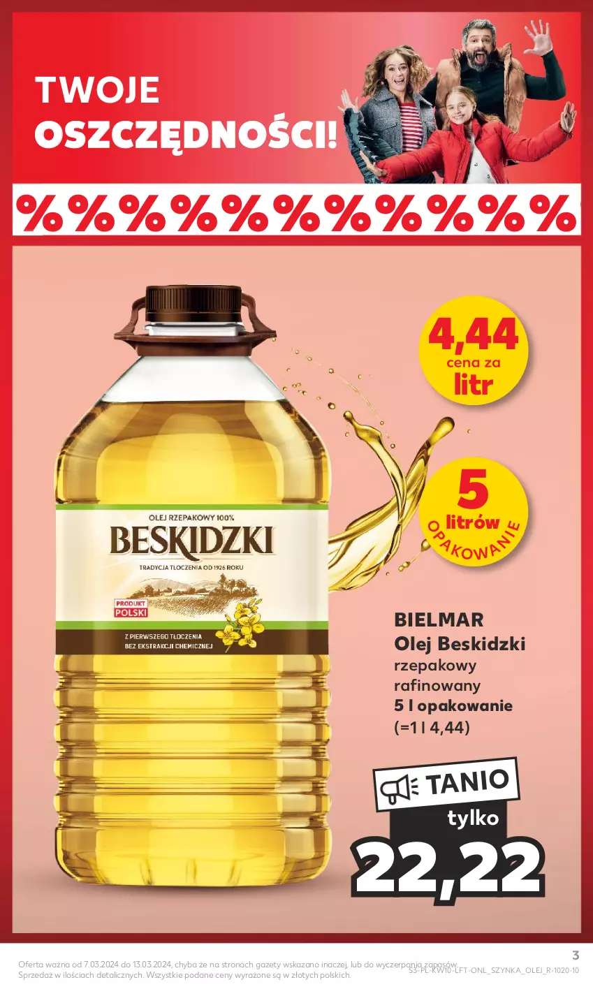 Gazetka promocyjna Kaufland - Gazetka tygodnia - ważna 07.03 do 13.03.2024 - strona 3 - produkty: Beskidzki, Olej, Szynka