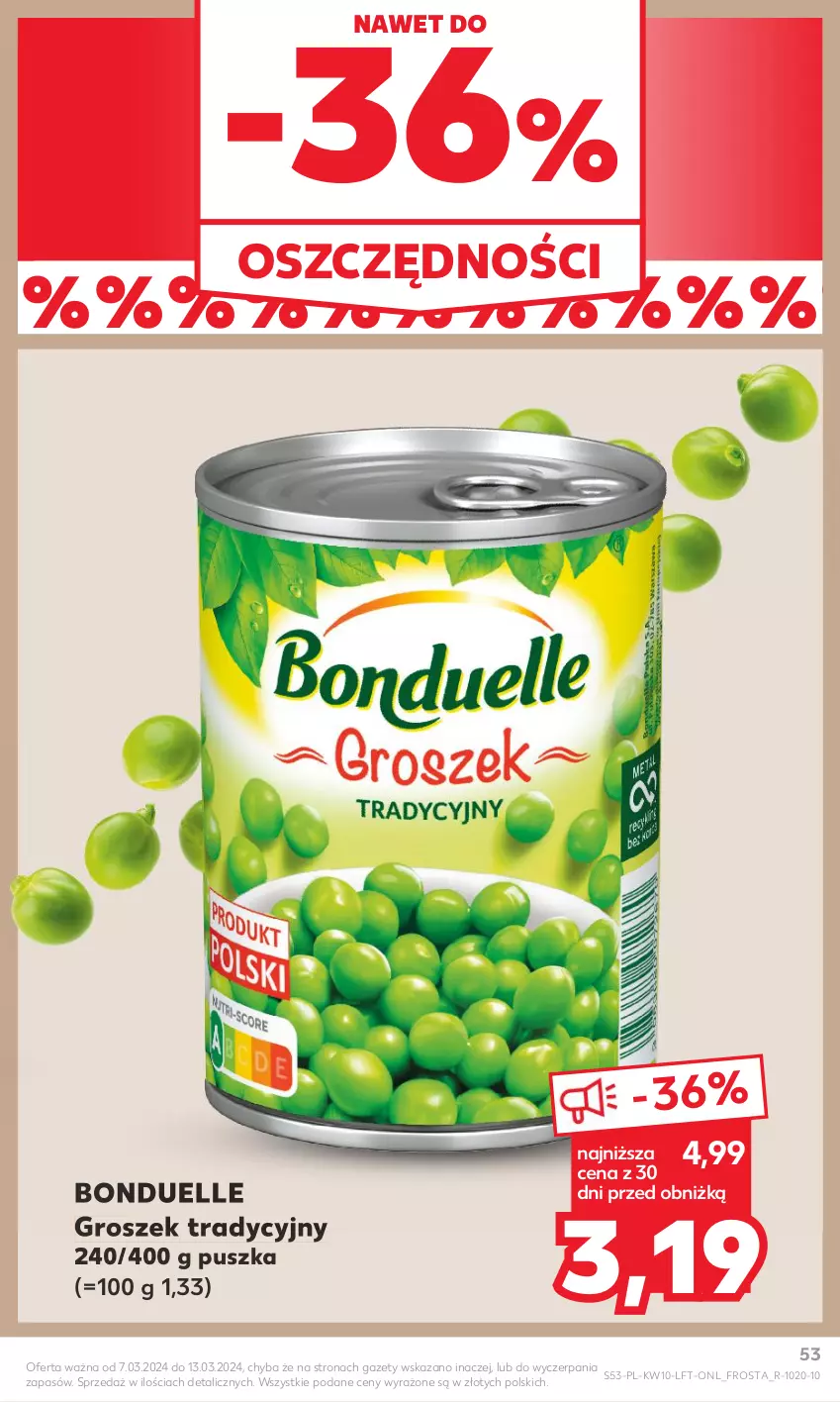 Gazetka promocyjna Kaufland - Gazetka tygodnia - ważna 07.03 do 13.03.2024 - strona 53 - produkty: Bonduelle, Frosta, Groszek