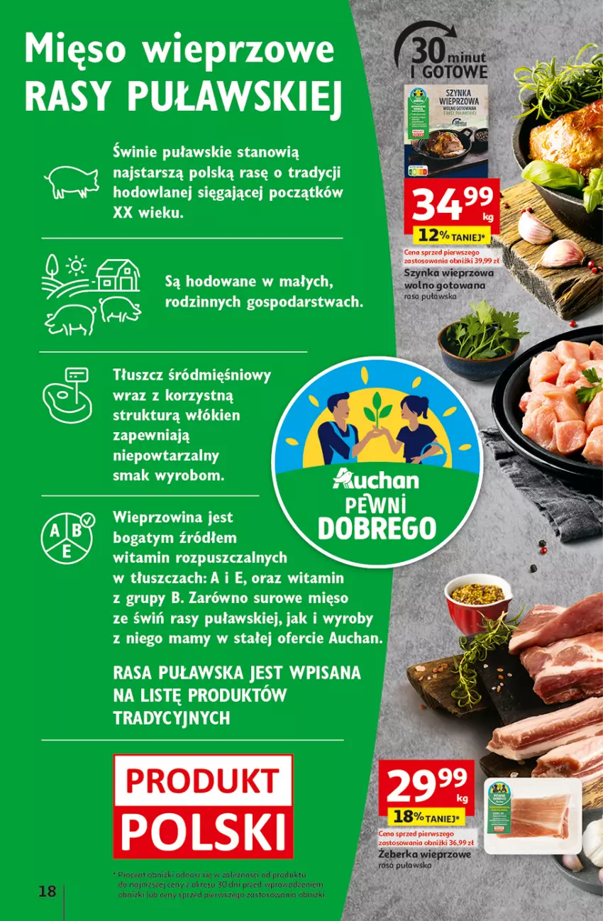 Gazetka promocyjna Auchan - Gazetka z MAŁĄ CENKĄ dźwigniesz więcej! Hipermarket Auchan - ważna 15.02 do 21.02.2024 - strona 18 - produkty: Szynka, Szynka wieprzowa