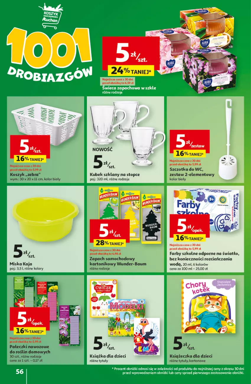 Gazetka promocyjna Auchan - Gazetka z MAŁĄ CENKĄ dźwigniesz więcej! Hipermarket Auchan - ważna 15.02 do 21.02.2024 - strona 56 - produkty: Cień, Dzieci, Fa, Kosz, Książka, Kubek, Miska, Por, Szczotka, Szczotka do WC, Tonik, Top