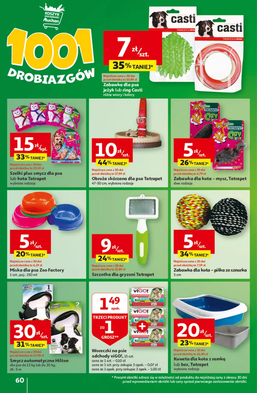 Gazetka promocyjna Auchan - Gazetka z MAŁĄ CENKĄ dźwigniesz więcej! Hipermarket Auchan - ważna 15.02 do 21.02.2024 - strona 60 - produkty: Fa, Gry, Kuweta, Miska, Mysz, Smycz, Szczotka, Tatra, Zabawka