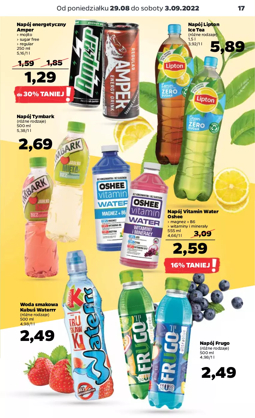 Gazetka promocyjna Netto - Artykuły spożywcze - ważna 29.08 do 03.09.2022 - strona 17 - produkty: Ice tea, Kubuś, Kubuś Waterrr, Lipton, Magnez, Napój, Napój energetyczny, Oshee, Tymbark, Woda