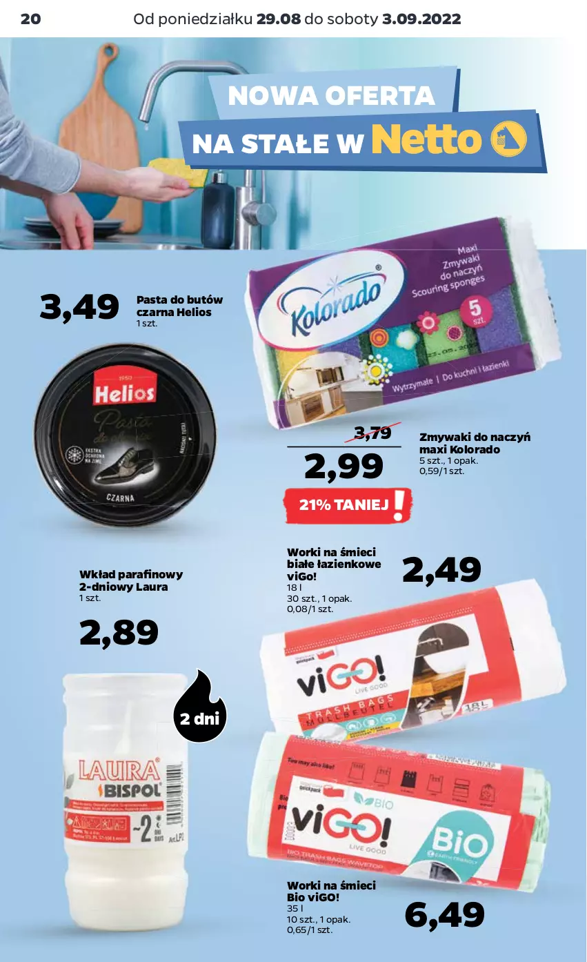 Gazetka promocyjna Netto - Artykuły spożywcze - ważna 29.08 do 03.09.2022 - strona 20 - produkty: Helio, Kolorado, Laur, Worki na śmiec, Worki na śmieci