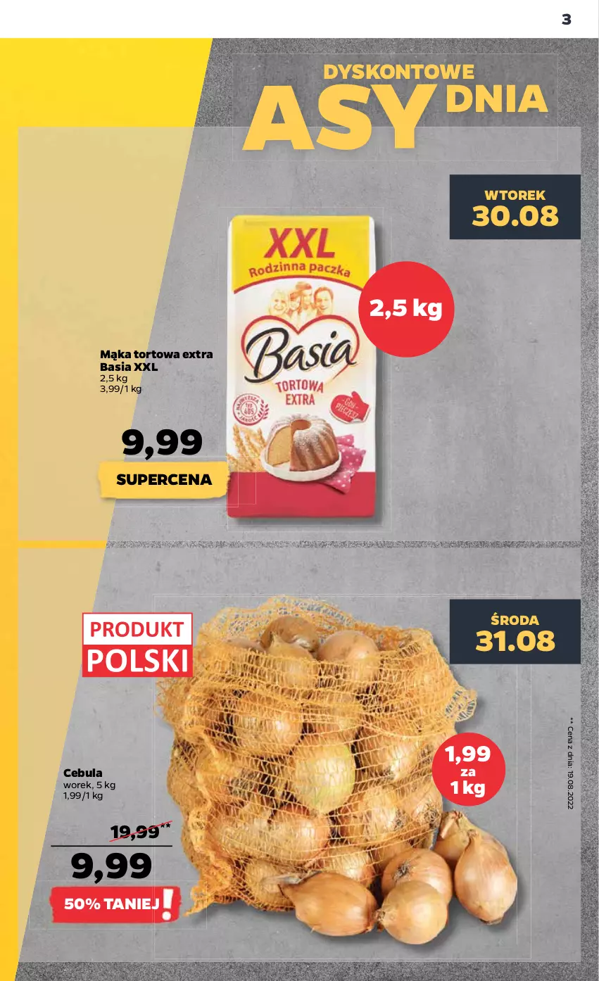 Gazetka promocyjna Netto - Artykuły spożywcze - ważna 29.08 do 03.09.2022 - strona 3 - produkty: Basia, Cebula, Mąka, Mąka tortowa