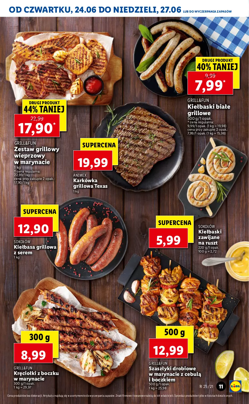 Gazetka promocyjna Lidl - GAZETKA - ważna 24.06 do 27.06.2021 - strona 11 - produkty: Grill, Kiełbasa, Kiełbaski białe, Ser, Sok, Sokołów