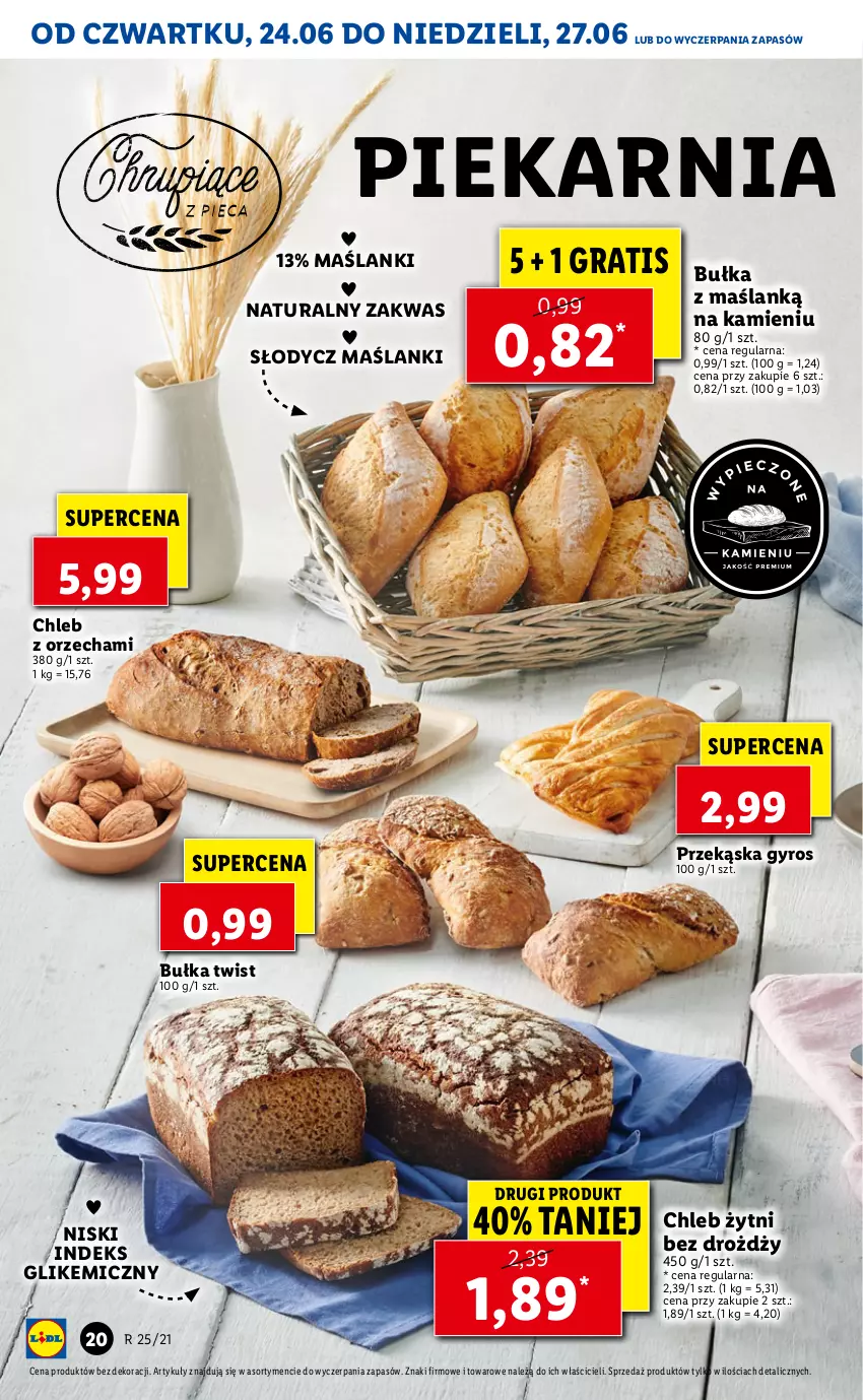 Gazetka promocyjna Lidl - GAZETKA - ważna 24.06 do 27.06.2021 - strona 20 - produkty: Bułka, Chleb, Gra, Gyros, Lanki