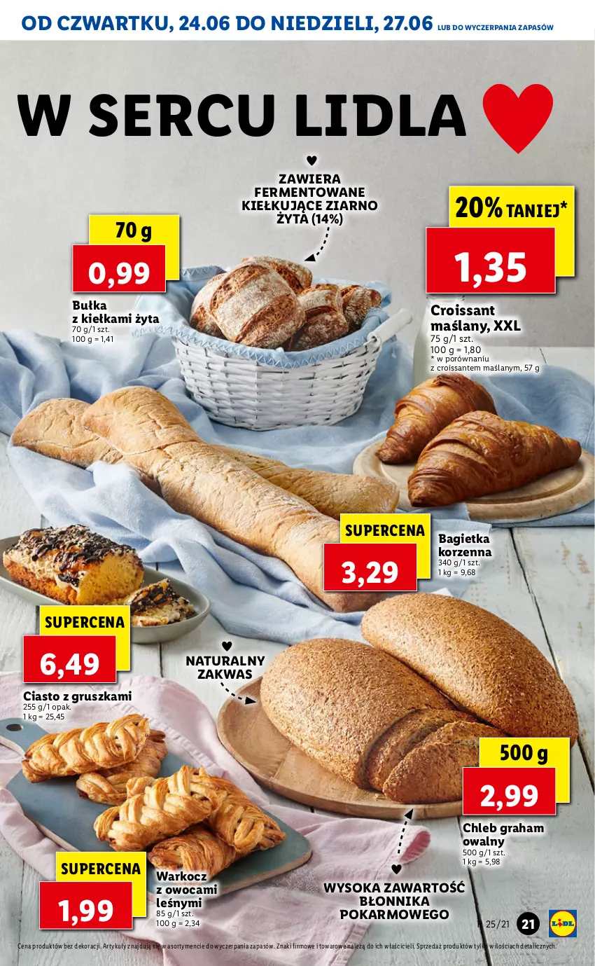 Gazetka promocyjna Lidl - GAZETKA - ważna 24.06 do 27.06.2021 - strona 21 - produkty: Bagietka, Bułka, Chleb, Croissant, Gra, Koc, Por, Sante, Ser, Sok