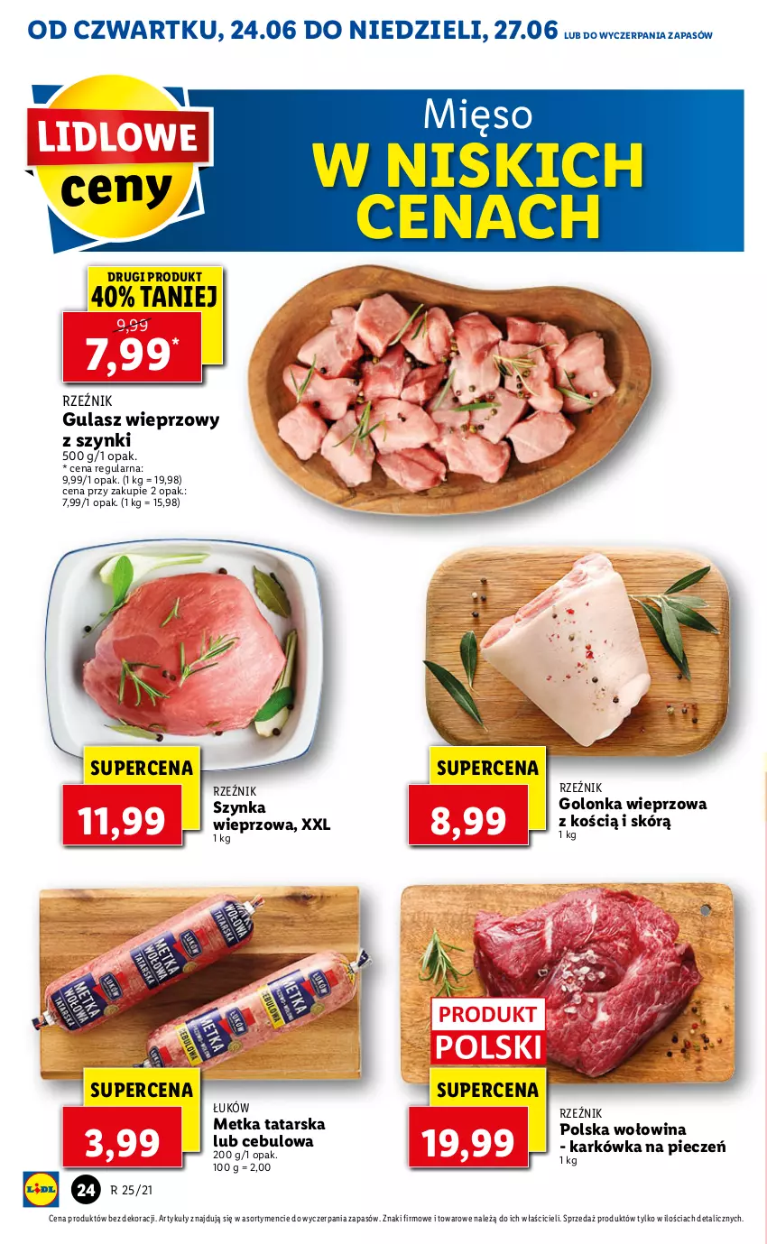 Gazetka promocyjna Lidl - GAZETKA - ważna 24.06 do 27.06.2021 - strona 24 - produkty: Golonka wieprzowa, Metka tatarska, Mięso, Piec, Szynka, Szynka wieprzowa, Wołowina