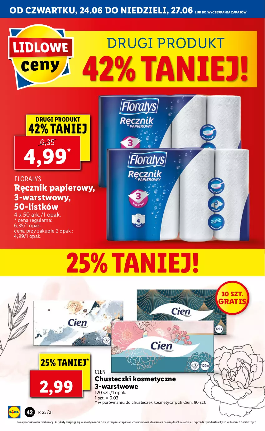 Gazetka promocyjna Lidl - GAZETKA - ważna 24.06 do 27.06.2021 - strona 42 - produkty: Chusteczki, Chusteczki kosmetyczne, Flora, Gra, Papier, Por, Ręcznik