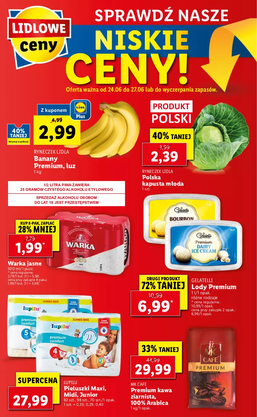 Gazetka promocyjna Lidl - GAZETKA - ważna 24.06 do 27.06.2021 - strona 48 - produkty: Banany, BIC, Gra, Kawa, Kawa ziarnista, Lody, Piwa, Warka