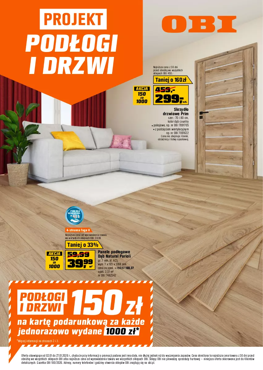 Gazetka promocyjna Obi - Gazetka OBI - ważna 02.01 do 27.01.2026 - strona 1 - produkty: Dres, Drzwi, Por, Skrzydło drzwiowe, Telefon