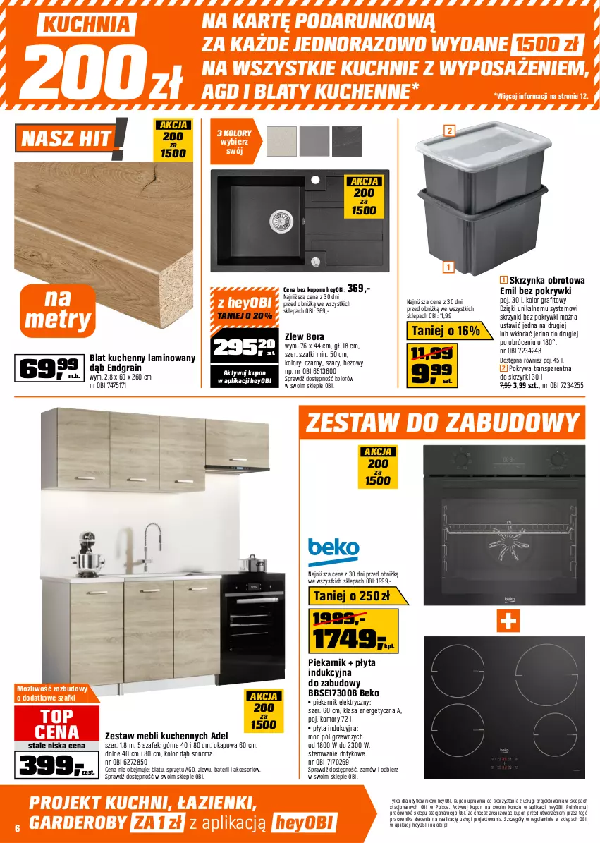 Gazetka promocyjna Obi - Gazetka OBI - ważna 02.01 do 27.01.2026 - strona 6 - produkty: Beko, Gra, Gres, Kuchnia, Okap, Piekarnik, Płyta, Płyta indukcyjna, Pokrywa, Top, Tran, Zestaw mebli kuchennych, Zlew