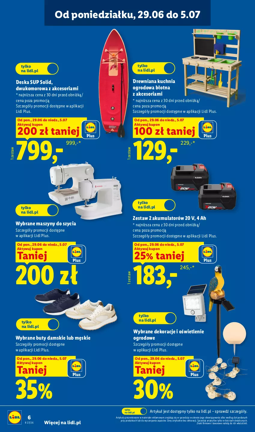 Gazetka promocyjna Lidl - Katalog ważny od 29.06 - ważna 29.06 do 04.07.2026 - strona 6 - produkty: Akumulator, Buty, Drewniana kuchnia, Kuchnia, Szyny
