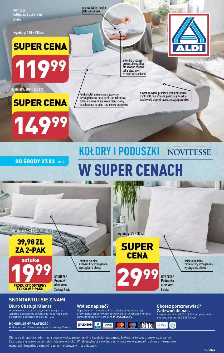 Gazetka promocyjna Aldi - Pełna oferta - ważna 27.03 do 30.03.2024 - strona 14 - produkty: Aloe vera, Biuro, Kołdra, O nas, Poduszka, Por