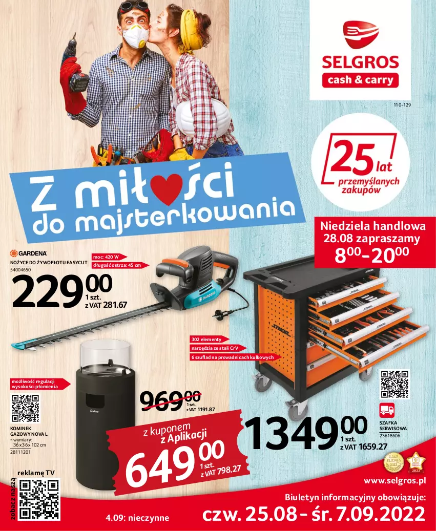 Gazetka promocyjna Selgros - Katalog Narzędzia i Ogród - ważna 25.08 do 07.09.2022 - strona 1 - produkty: Kominek, LG, Noż, Nożyce, Ser, Sok, Szafka