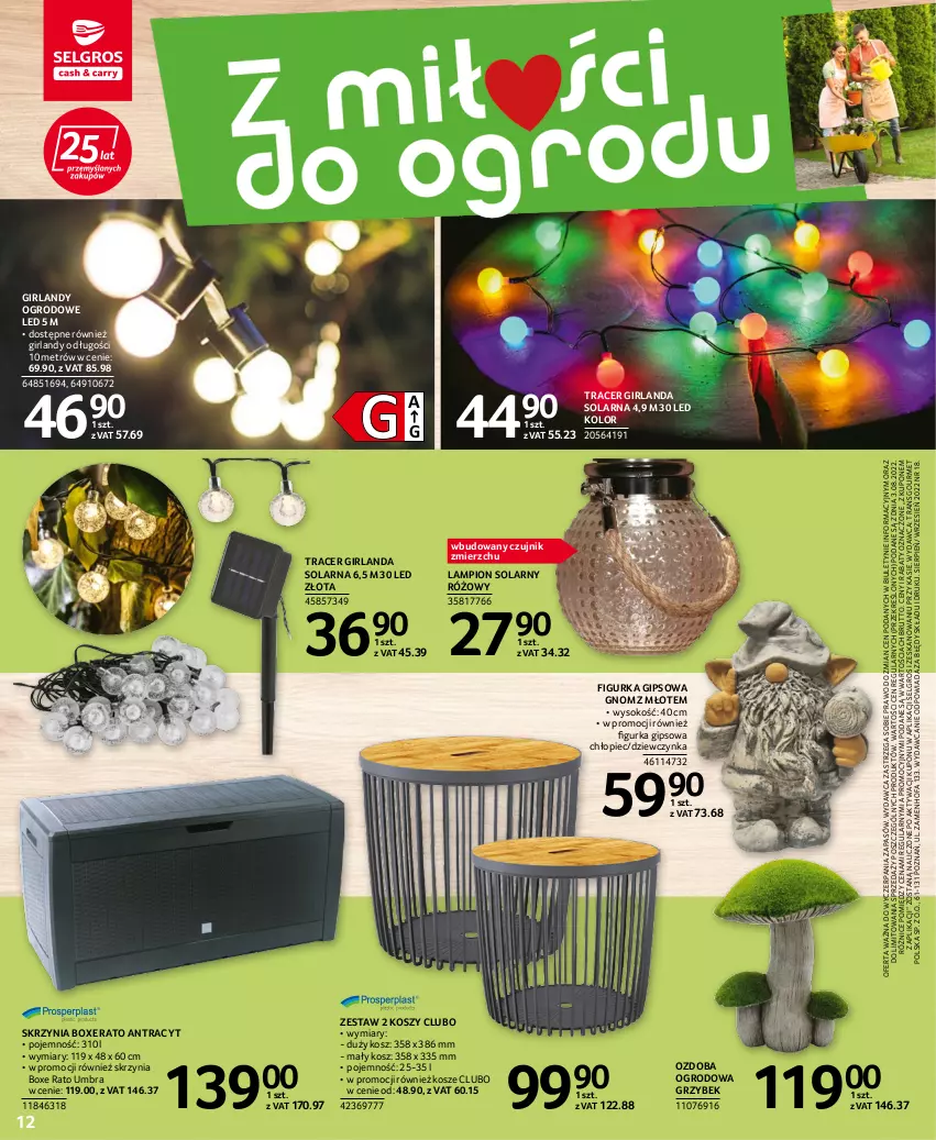 Gazetka promocyjna Selgros - Katalog Narzędzia i Ogród - ważna 25.08 do 07.09.2022 - strona 12 - produkty: Acer, Fa, Girlanda, Kosz, Lampion, LG, Młot, Ozdoba, Piec, Sok, Tran