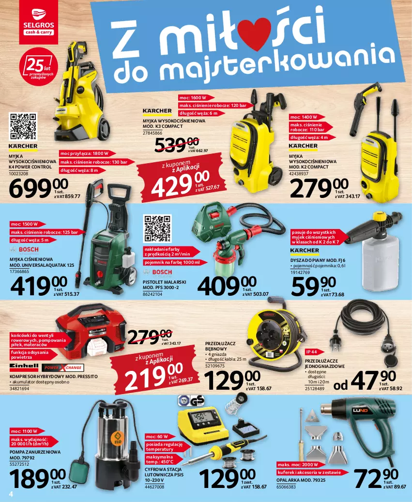 Gazetka promocyjna Selgros - Katalog Narzędzia i Ogród - ważna 25.08 do 07.09.2022 - strona 4 - produkty: Akumulator, Control, Fa, K2, Koc, Kompresor, Materac, Myjka ciśnieniowa, Opalarka, Pistolet, Pojemnik, Rower, Sito, Sok, Tera