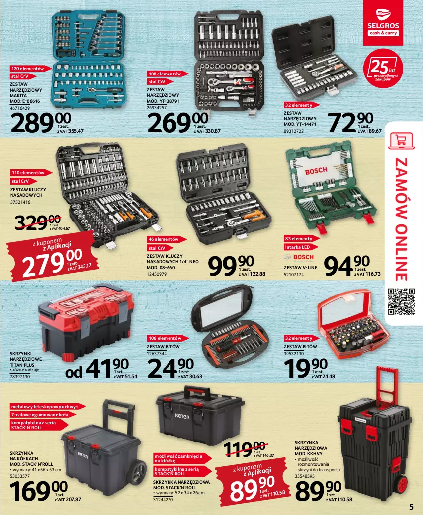 Gazetka promocyjna Selgros - Katalog Narzędzia i Ogród - ważna 25.08 do 07.09.2022 - strona 5 - produkty: Latarka, Latarka LED, Makita, Por, Ser, Skrzynka narzędziowa, Sport, Tarka, Teleskop, Tran, Zestaw kluczy, Zestaw kluczy nasadowych, Zestaw narzędzi