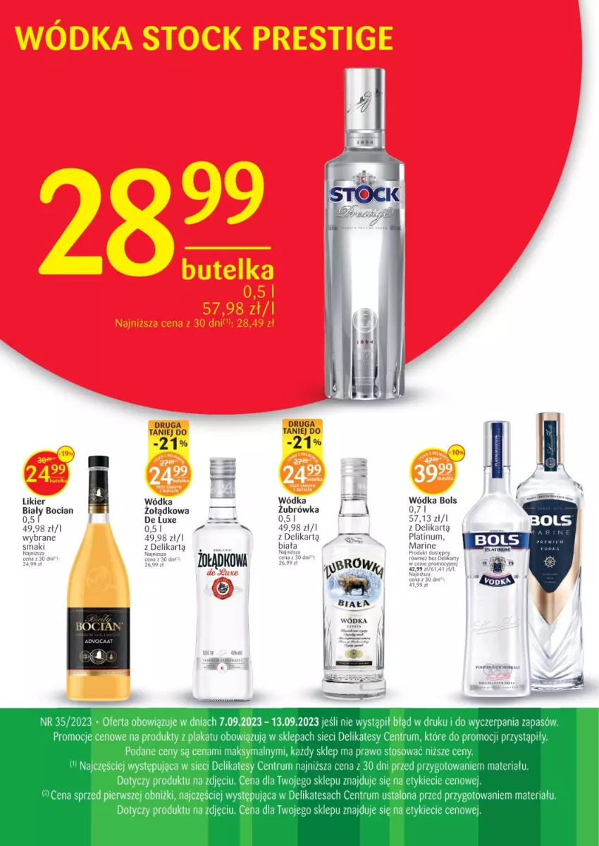 Gazetka promocyjna Delikatesy Centrum - Folder alkoholowy DC35 - ważna 07.09 do 13.09.2023 - strona 1 - produkty: Biały Bocian, Bols, Likier, Rum, Wódka