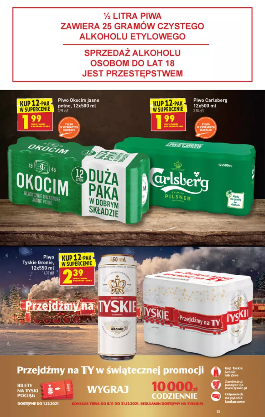 Gazetka promocyjna Biedronka - W tym tygodniu - ważna 18.11 do 24.11.2021 - strona 53 - produkty: Carlsberg, Gra, Koc, Okocim, Piwa, Piwo, Tyskie