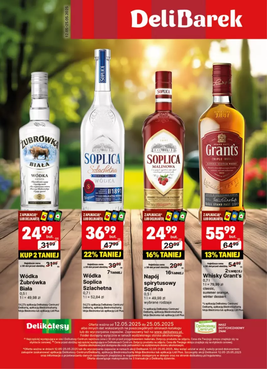 Gazetka promocyjna Delikatesy Centrum - DeliBarek DC20-DC21 - ważna 12.05 do 25.05.2025 - strona 1 - produkty: Dron, Gra, Grant's, Napój, Rum, Ser, Soplica, Whisky, Wódka